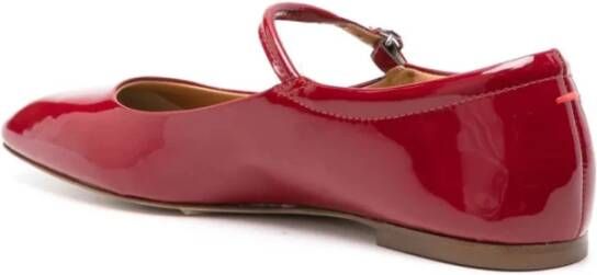 aeyde Cranberry Patent Square Toe Ballet Flats Red Dames