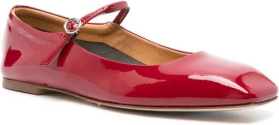 aeyde Cranberry Patent Square Toe Ballet Flats Red Dames