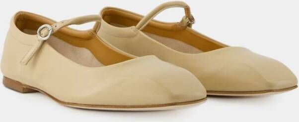 aeyde Leren Ballerinas Latte Beige Ronde Neus Beige Dames