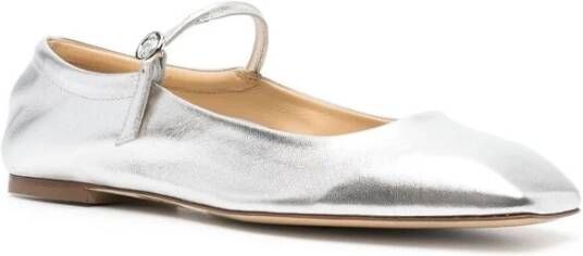 aeyde Zilver Metallic Vierkante Neus Gesp Schoenen Gray Dames