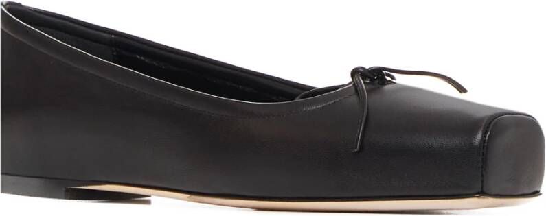 aeyde Zwarte Ballet Flats Vierkante Neus Strik Black Dames