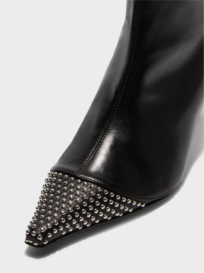 aeyde Zwarte enkellaarsjes met studs en kittenhak Black Dames