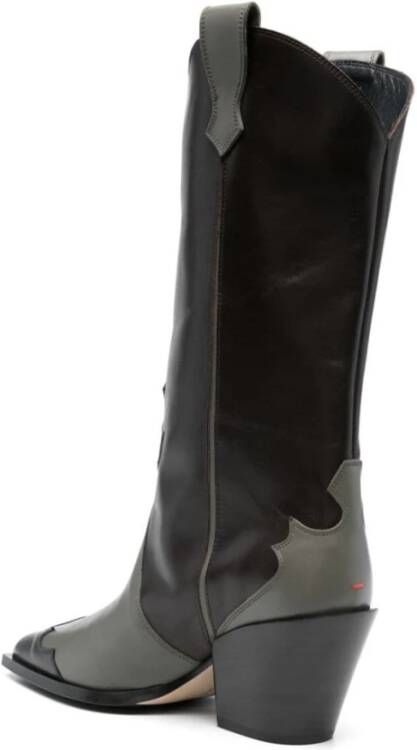 aeyde Zwarte Kalfsleren Cowboy Boot Ariel Brown Dames