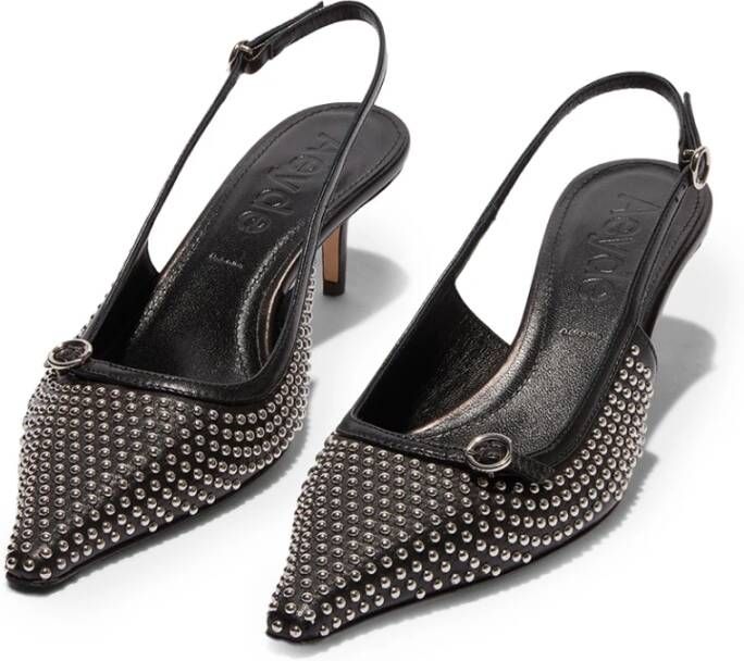 aeyde Zwarte slingback pumps met strass Black Dames