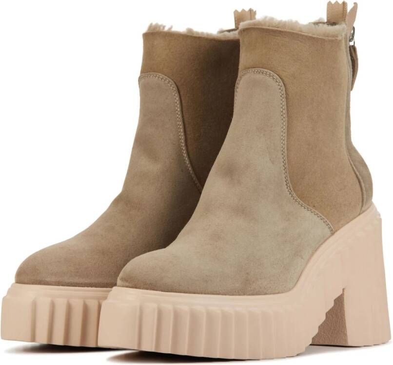 AGL Enkellaarsjes Taupe Beige Dames