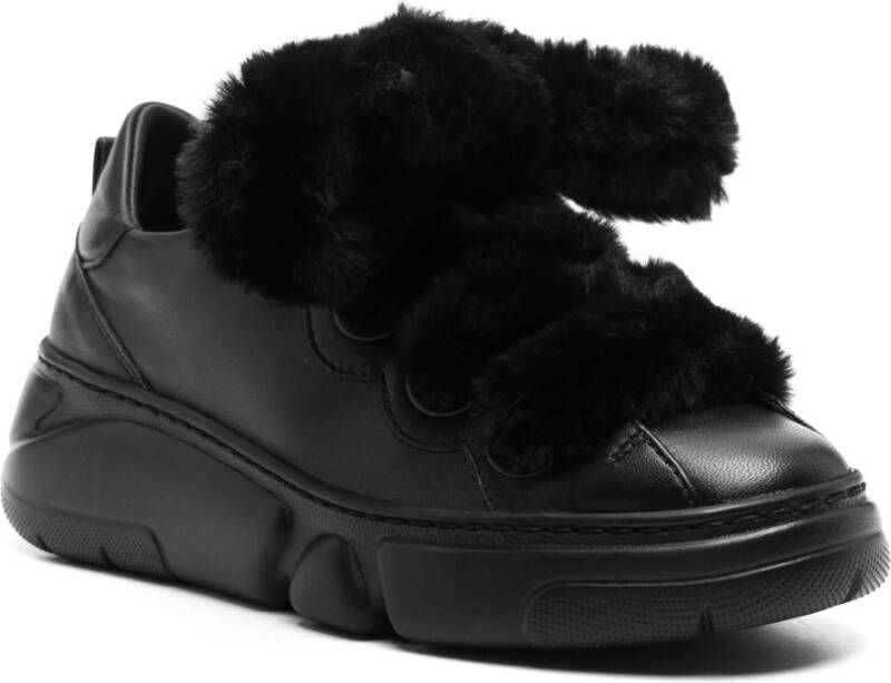 AGL Faux Fur Leren Sneakers Black Dames