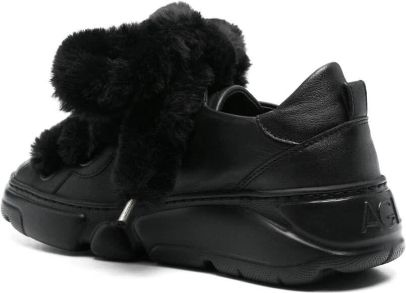 AGL Faux Fur Leren Sneakers Black Dames