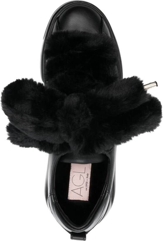 AGL Faux Fur Leren Sneakers Black Dames