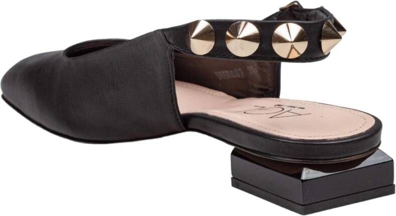 AGL Gespikkelde zwarte leren sling-back ballerina Black Dames