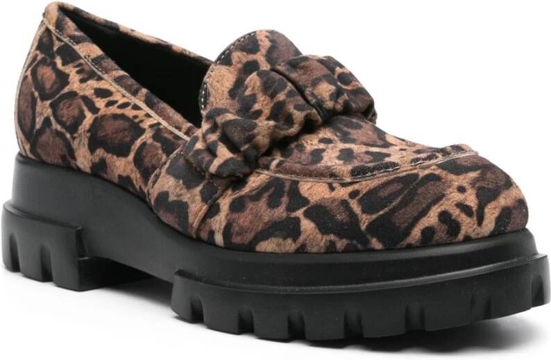 AGL Leopard Print Loafers Brown Dames