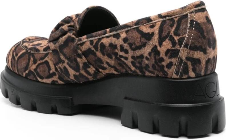 AGL Leopard Print Loafers Brown Dames