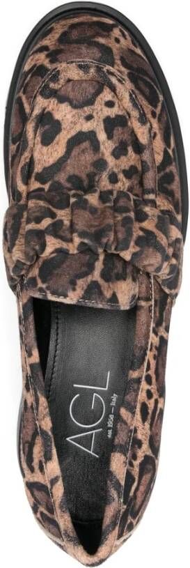 AGL Leopard Print Loafers Brown Dames