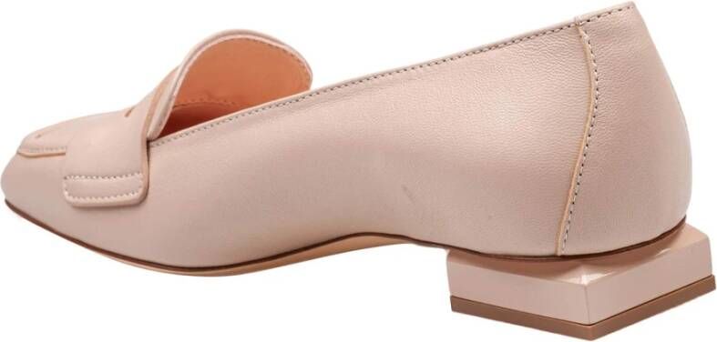 AGL Leren Mocassins Naaktkleur Metalen Hak Pink Dames