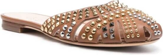 AGL Milly Studs Leren Muiltjes Brown Dames