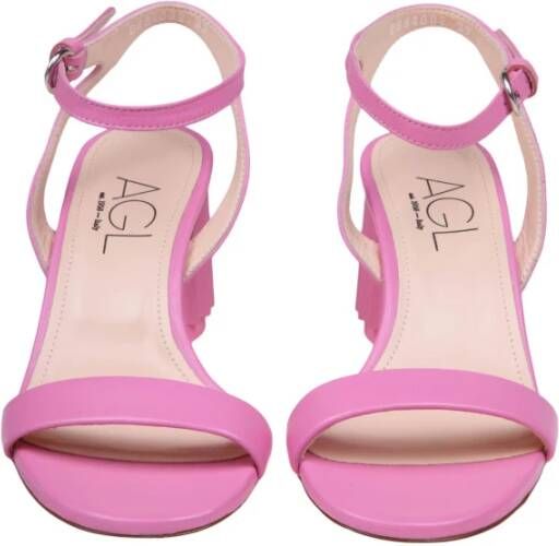 AGL Roze Leren Sandalen met Verstelbare Band Pink Dames