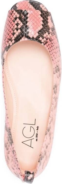 AGL Snake Effect Ballerina Schoenen Pink Dames