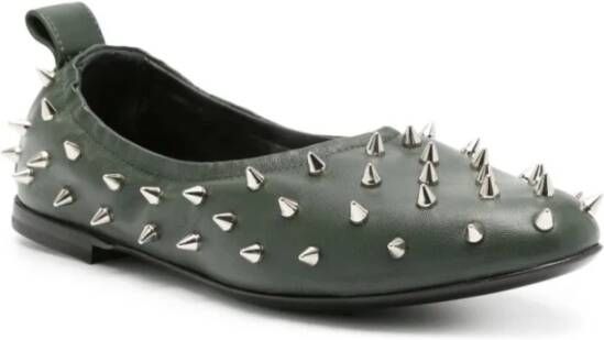 AGL Studded Leather Ballerina Schoenen Green Dames