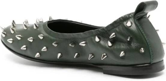 AGL Studded Leather Ballerina Schoenen Green Dames