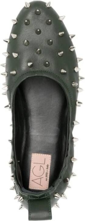 AGL Studded Leather Ballerina Schoenen Green Dames