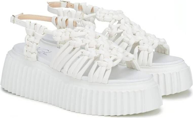 AGL Witte Flatform Sandalen voor Vrouwen White Dames