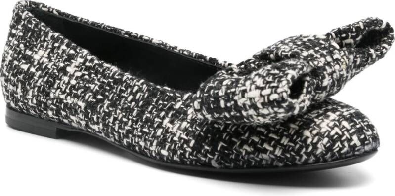 AGL Zwart & Wit Tweed Ballerina Schoenen Black Dames