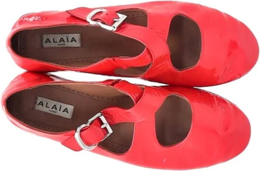 Alaïa Pre-owned Leather flats Red Dames