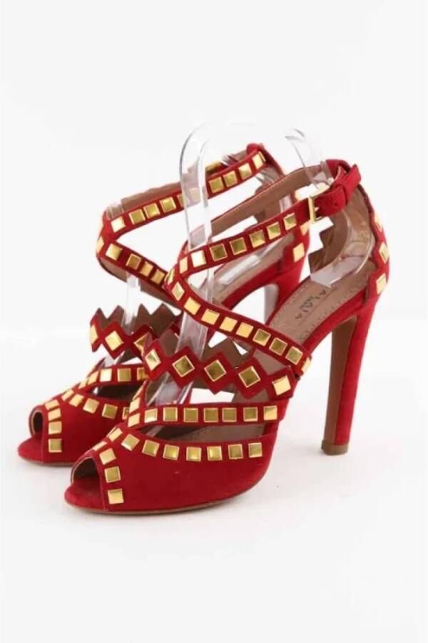 Alaïa Pre-owned Suede sandals Red Dames