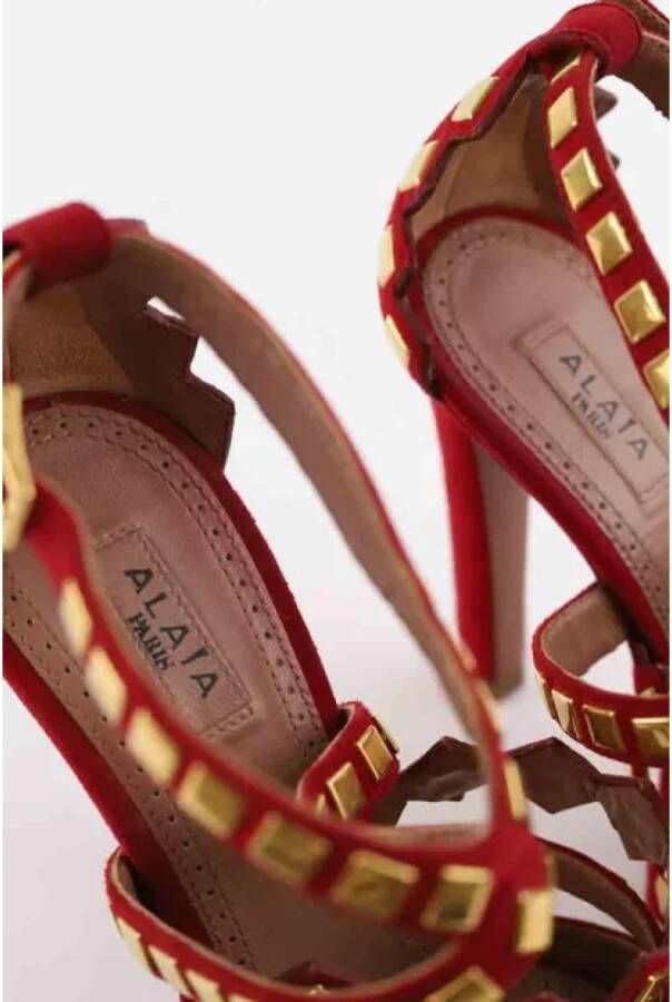 Alaïa Pre-owned Suede sandals Red Dames