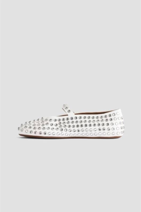 Alaïa Witte Leren Ballerina's met Strass White Dames