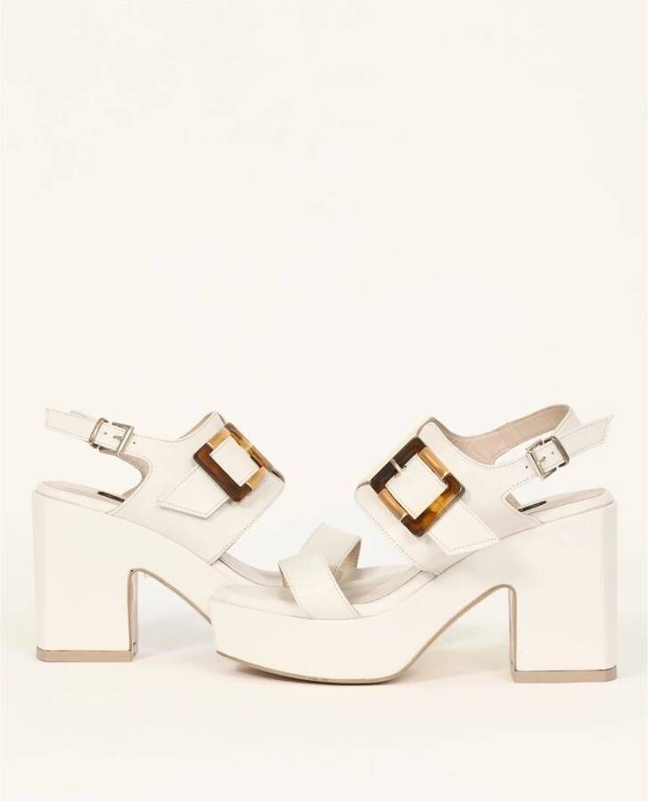 Albano Witte Leren Sandalen met Hoge Hak White Dames