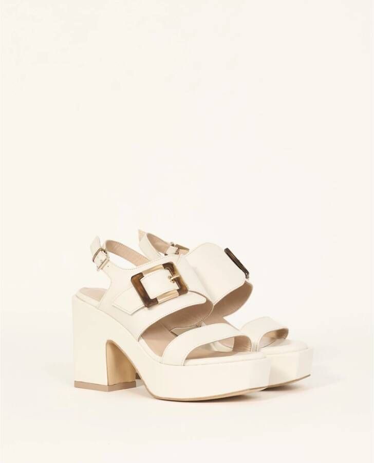 Albano Witte Leren Sandalen met Hoge Hak White Dames