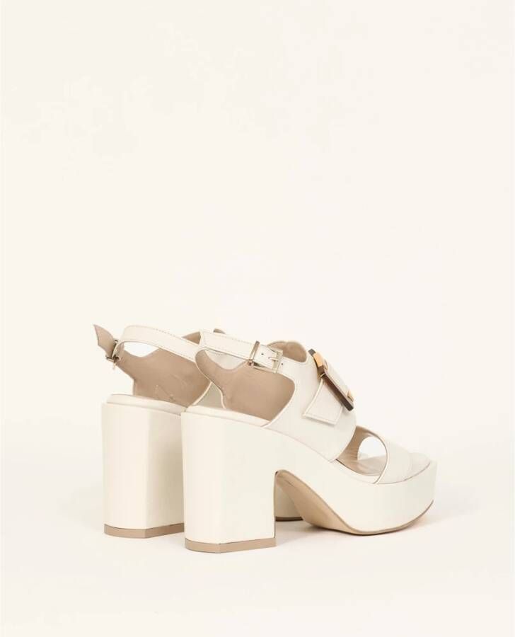 Albano Witte Leren Sandalen met Hoge Hak White Dames