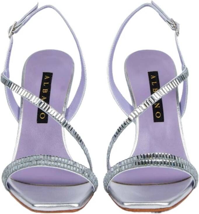 Albano Zilveren Metallic Sandalen met Swarovski Detail Gray Dames