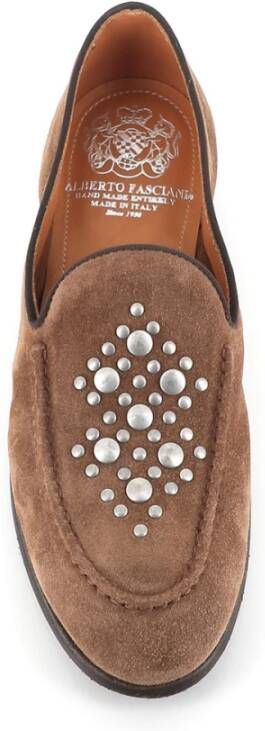 Alberto Fasciani Beige Suède Loafers met Studs Beige Dames