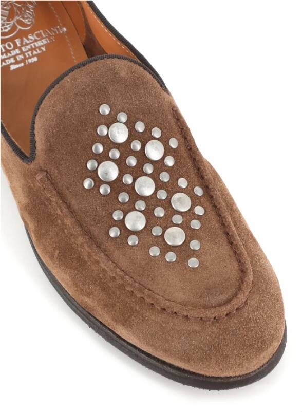 Alberto Fasciani Beige Suède Loafers met Studs Beige Dames