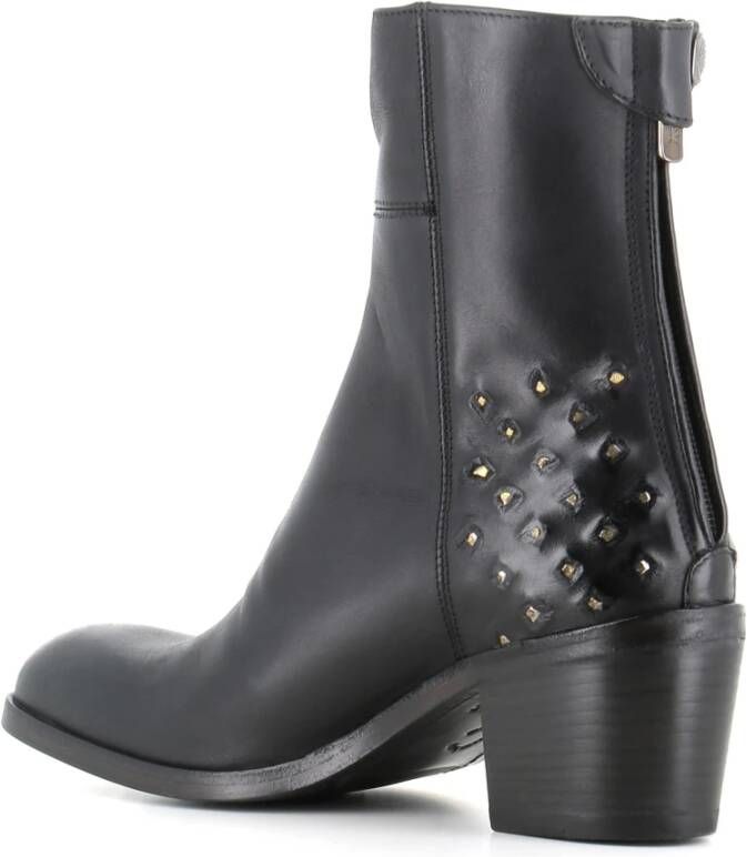 Alberto Fasciani Zwarte leren studs enkellaarzen Black Dames