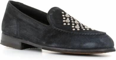 Alberto Fasciani Zwarte Suède Studs Loafers Black Dames