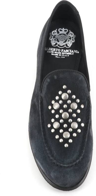 Alberto Fasciani Zwarte Suède Studs Loafers Black Dames