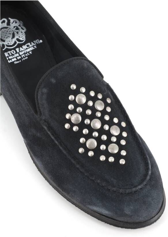 Alberto Fasciani Zwarte Suède Studs Loafers Black Dames