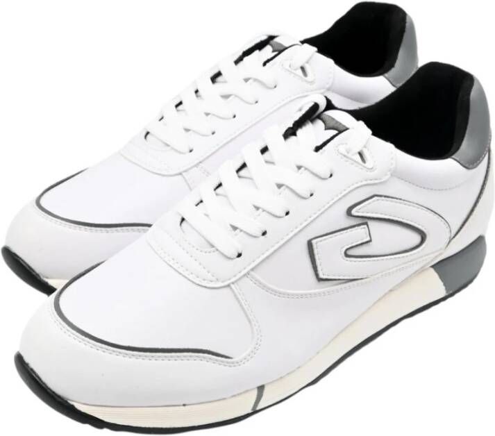 Alberto Guardiani Lage Man Leren Sneakers Wit Grijs White Heren