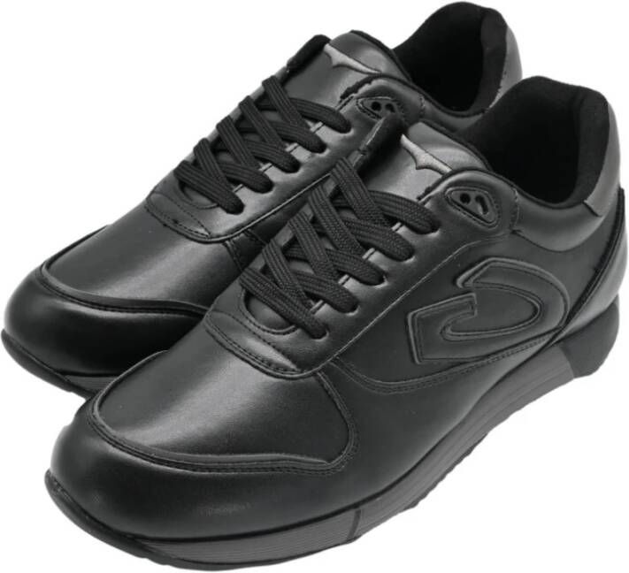 Alberto Guardiani Lage Man Leren Sneakers Zwart Grijs Gray Heren