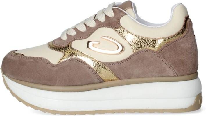 Alberto Guardiani Platform Sneakers met Suède en Leer Beige Dames