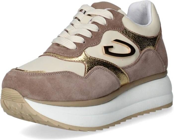 Alberto Guardiani Platform Sneakers met Suède en Leer Beige Dames