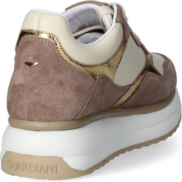 Alberto Guardiani Platform Sneakers met Suède en Leer Beige Dames