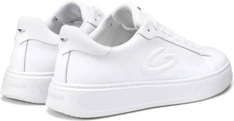 Alberto Guardiani Witte leren sneaker met metalen detail White Heren