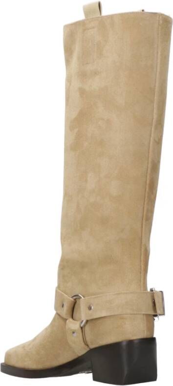 Aldo Castagna Suede Texaanse Laarzen met Vierkante Neus Beige Dames