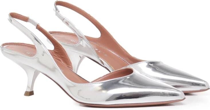 Aldo Castagna Zilveren Mirrored Leren Slingback Sandalen Gray Dames