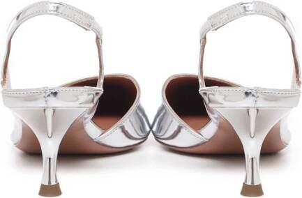 Aldo Castagna Zilveren Mirrored Leren Slingback Sandalen Gray Dames