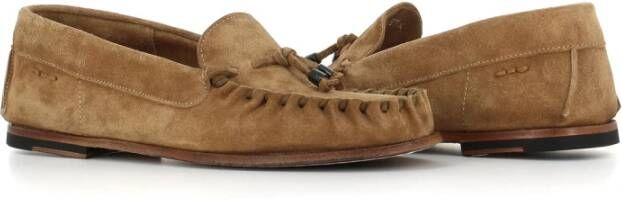 Alexander Hotto Beige Suède Mocassin met Strikdetail Beige Dames