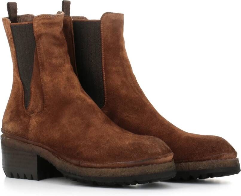 Alexander Hotto Bruine Chelsea Platte Schoenen Suède Brown Dames